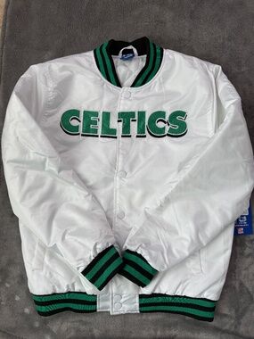 NBA Boston Celtics Ultra Game Full Snap Men's Bomber Jacket White ($120)